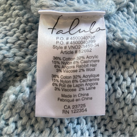 TALULA Aritzia Azurelee Powder Blue Cotton Cashmere Angora Sweater - Picture 3 of 6